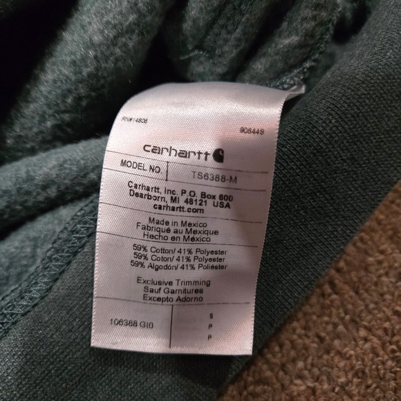 Carhartt Hoodie Mens Size Small Green Rain Defender Graphic Sleeve Back Logo - Picture 4 of 7